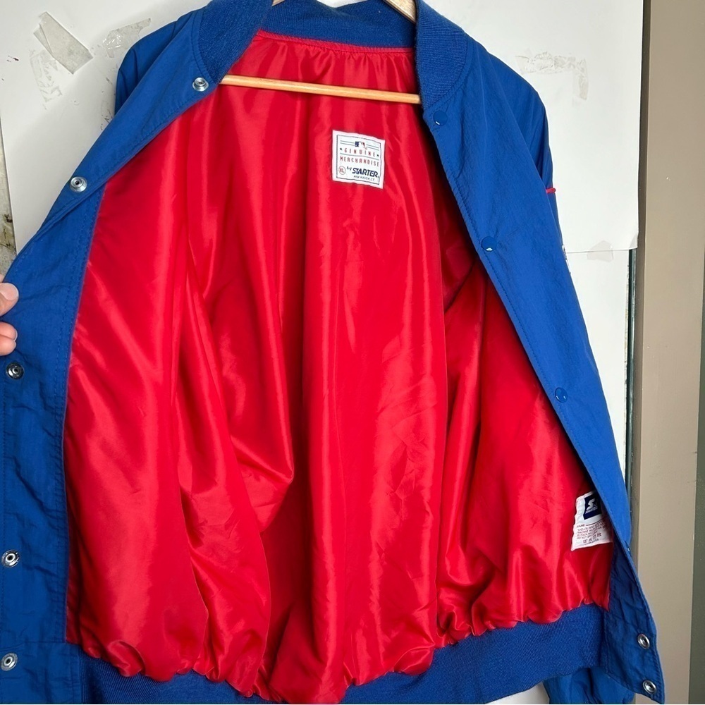 Vtg Starter X Texas Rangers Bomber Jacket Size XL Baseball 1990’s Blue - Picture 7 of 8